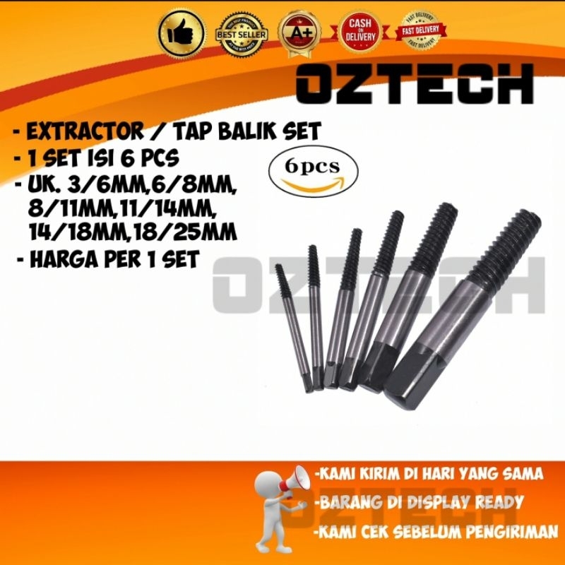 Jual Screw Extractor Pembuka Baut Patah Tap Balik Set Pcs