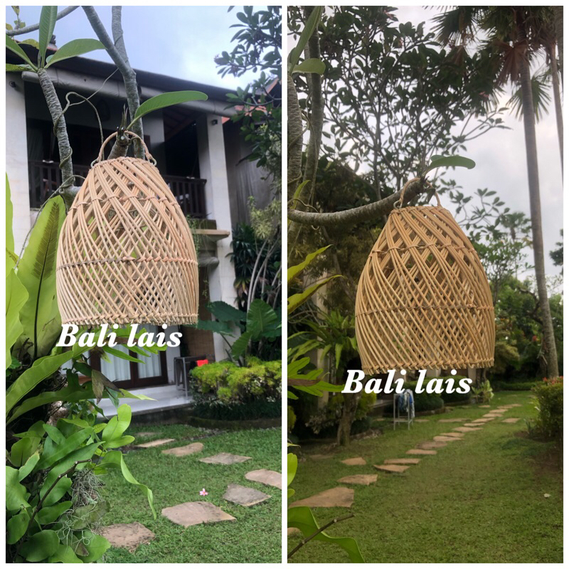kap lampu rotan/kap lampu gantung rotan/kap lampu model kurungan
