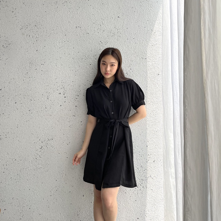 Fushi Puff Sleeve Dress / Dress Midi Wanita