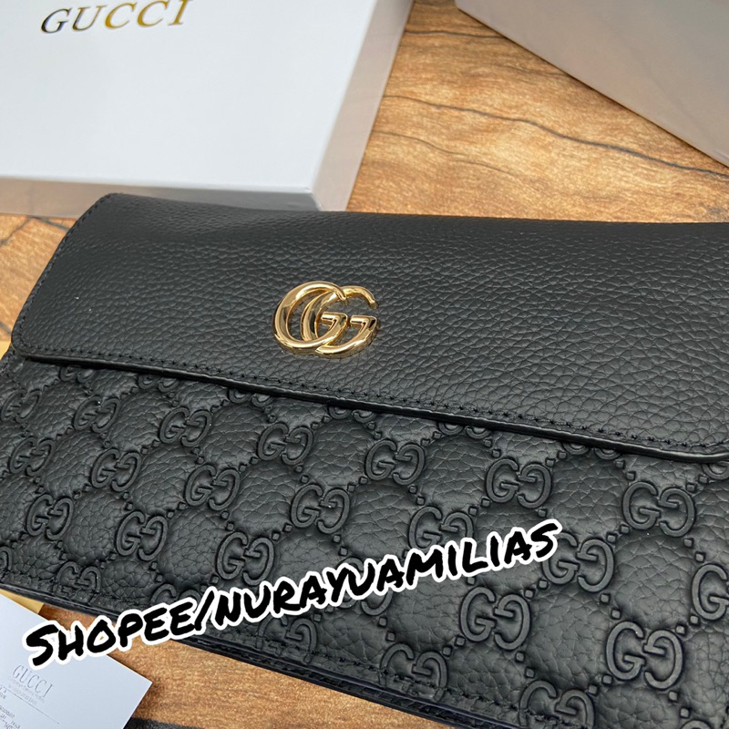 Clutch gucci full kulit asli import with box clutch clutch pria wanita branded
