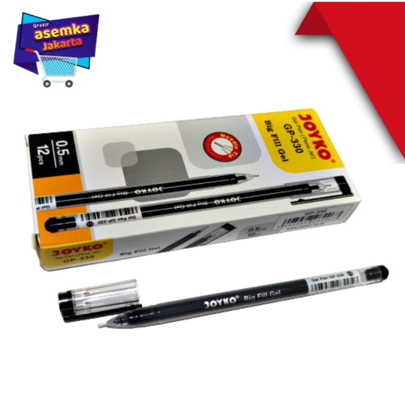 Bolpen Pulpen Pen Gel Joyko GP-330 Big Fill Gel isi 12pcs