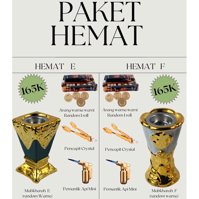 Paket Hemat Mabkharah A,B,C,D,E,F,G,H || tempat dupa buhur bakhur Paket