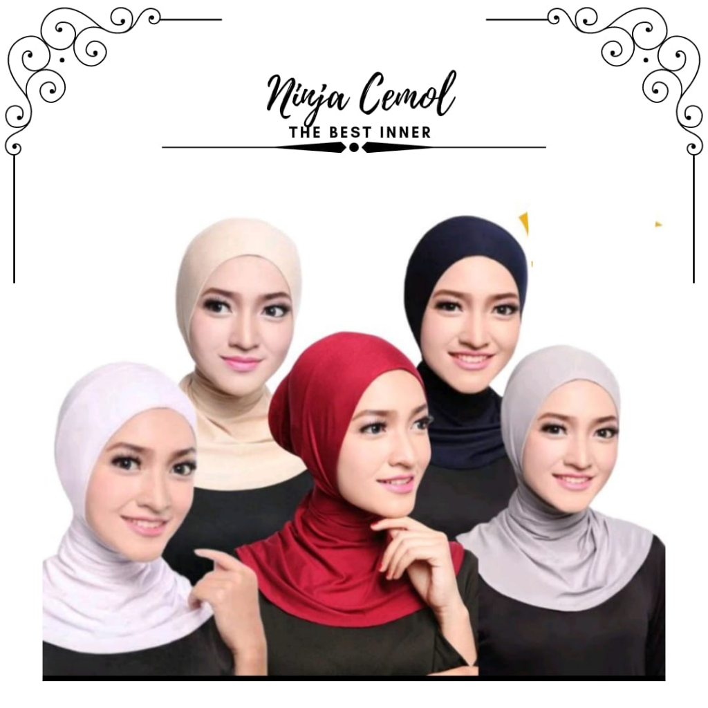 Inner Ninja Cemol Resleting Bahan jersey Premium Ciput Iner Dalaman Hijab Cepol Zipper Bahan Adem Te