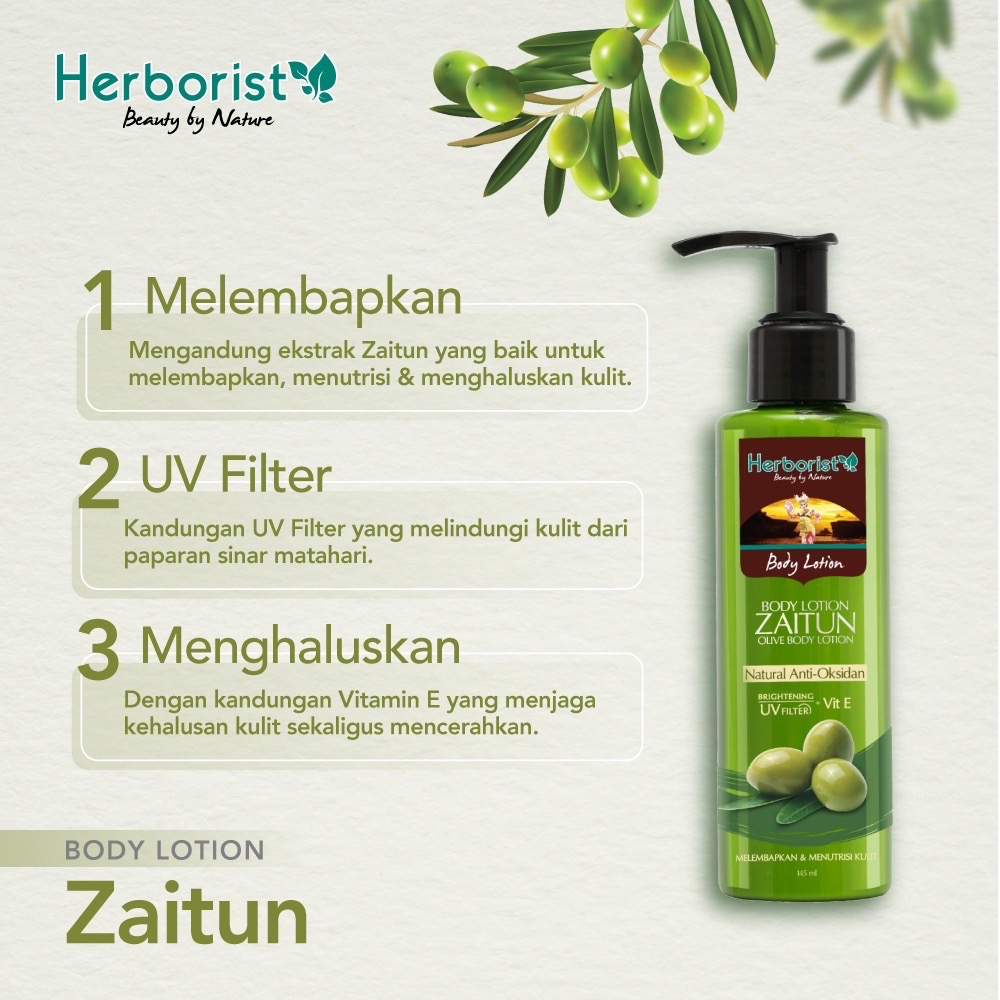 Herborist Body Lotion Zaitun - Coconut - Frangipani - 145ml