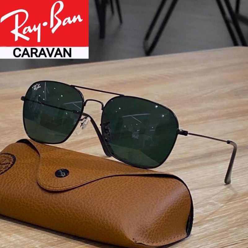 Kacamata Rayban Caravan Full black Lensa Kaca Original