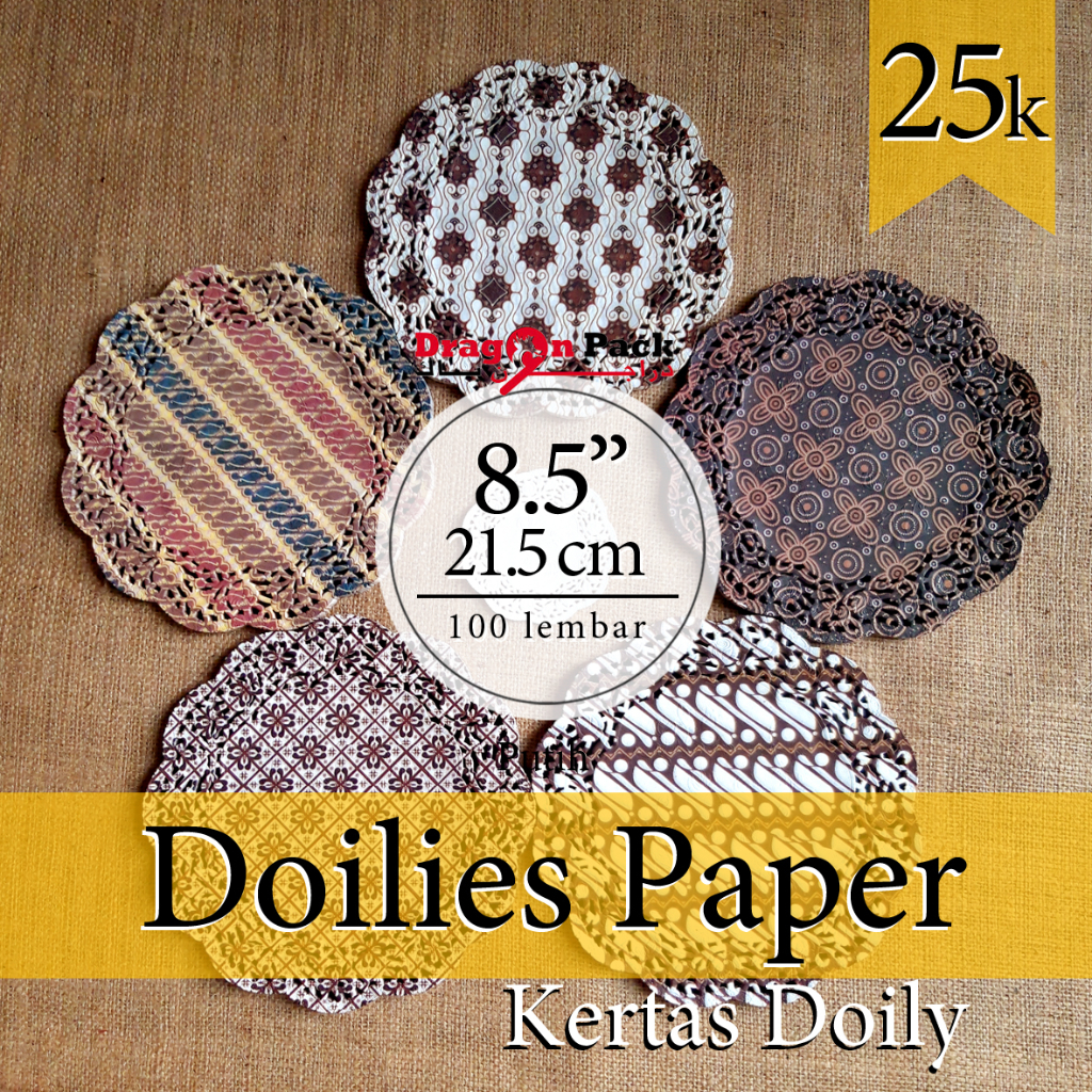 

Doily Paper Kertas Doilies 8.5" (21.5 cm) Motif Batik isi 100 lembar Kertas Renda