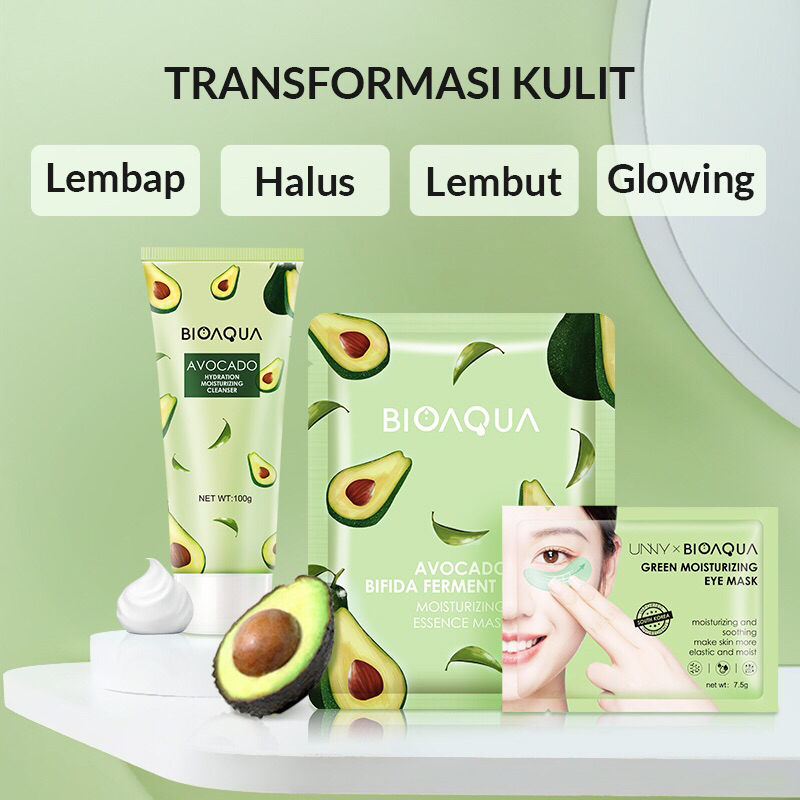 [BISA COD] BIOAQUA Avocado Skin Care Set - Paket Bioaqua Lengkap - Bioaqua Skincare Set - Bioaqua Avocado Sheet Mask