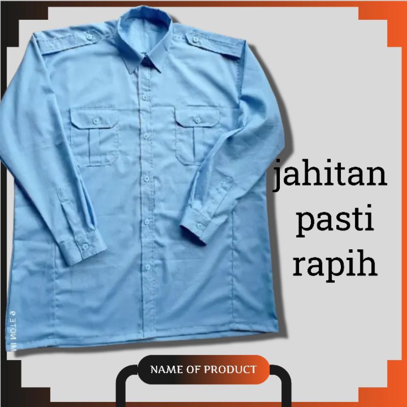 baju pdl muda langit biru seragam kerja kantor