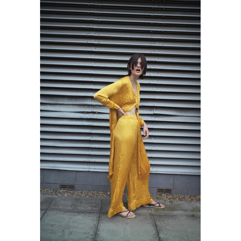 zara dress silk yellow