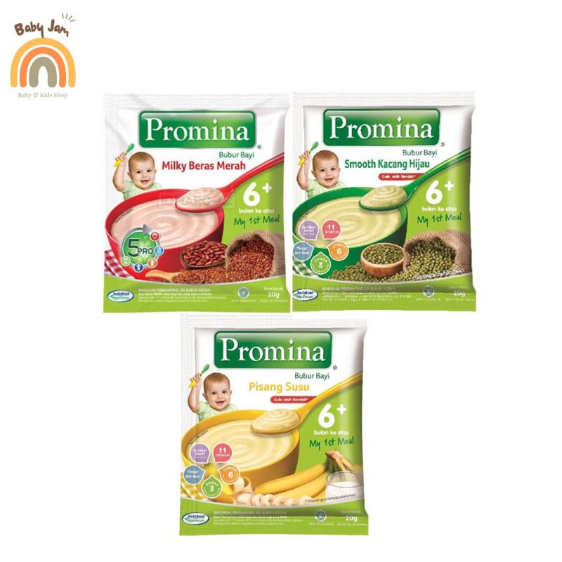 BUBUR BAYI SACHET 20gr / PROMINA SACHET SUN SACHET / PROMINA SUN BERAS MERAH PISANG KACANG HIJAU UBI UNGU / MPASI SACHET / BUBUR BAYI KEMASAN SACHET / MPASI 6 BULAN / BUBUR BAYI 6 BULAN