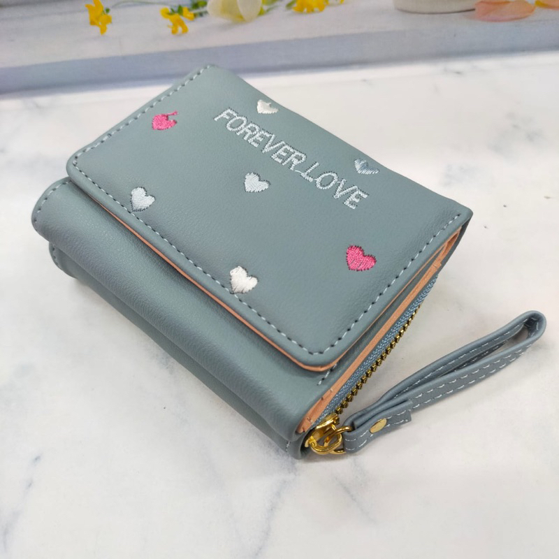 DOMPET WANITA LIPAT RESLETING BORDIR KOREA FOREVER YOUNG