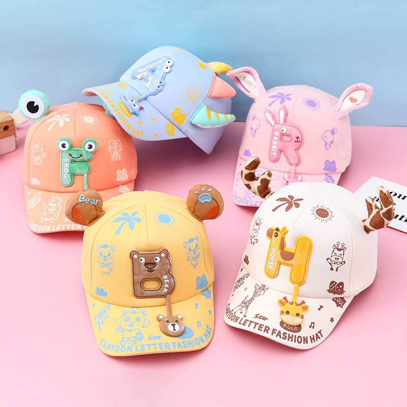 3-8 tahun Topi Baseball Anak Import Model Letter Inisial Colourful Astronot Bear