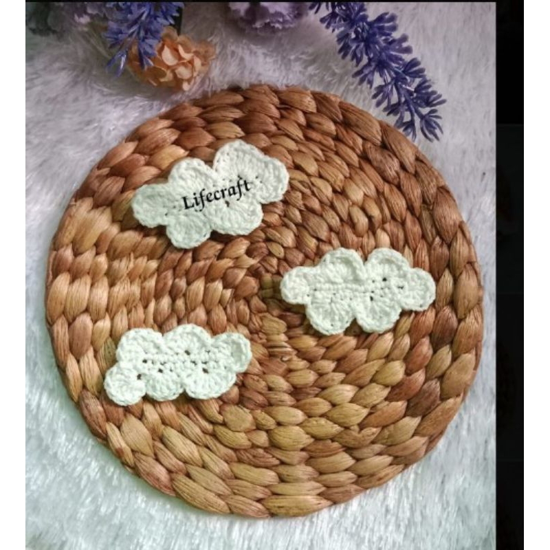 Aplikasi awan rajut hiasan tempel rajut