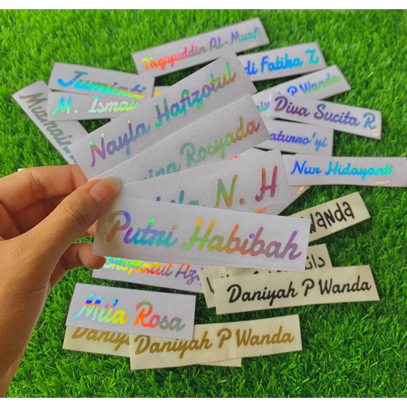 

stiker custom nama, sticker nama hologram, stiker jepang,stiker custom nama suka suka
