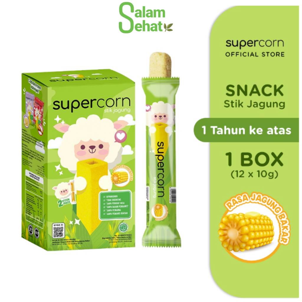 

Supercorn Stick Jagung Rasa Jagung Bakar 1 Box isi 12pcs @10gr