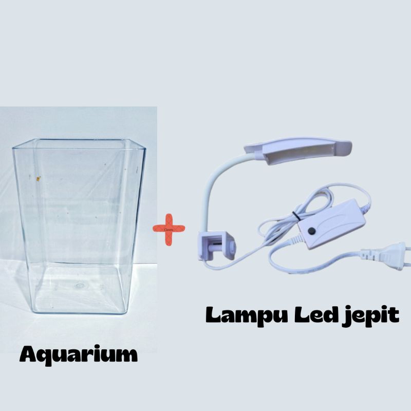 Promo Murah Paket Aquarium Kotak Plus Lampu Jepit