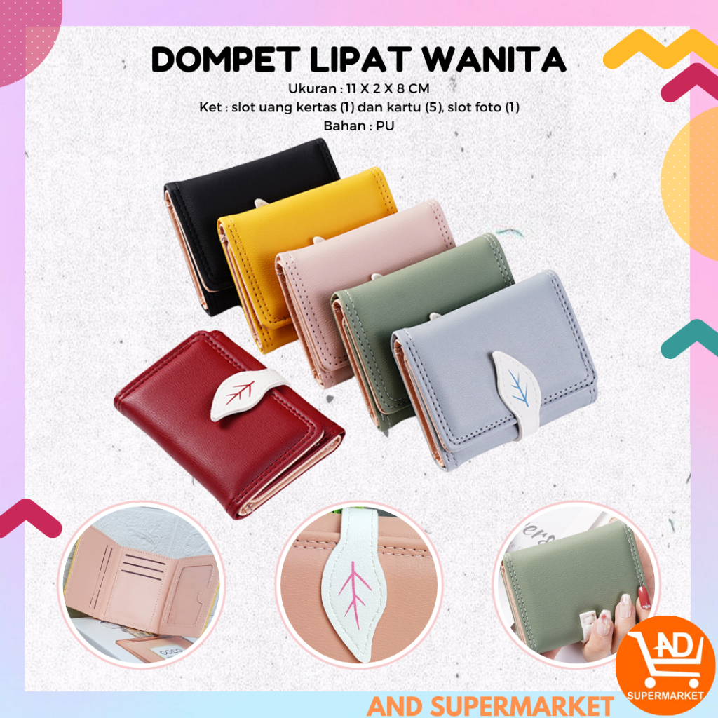 AND / COD / Dompet Lipat Wanita Import Dompet Wanita Motif Cantik Dompet Jalan Cewek Fashion Kasual Dompet Lipat Perempuan Murah D102