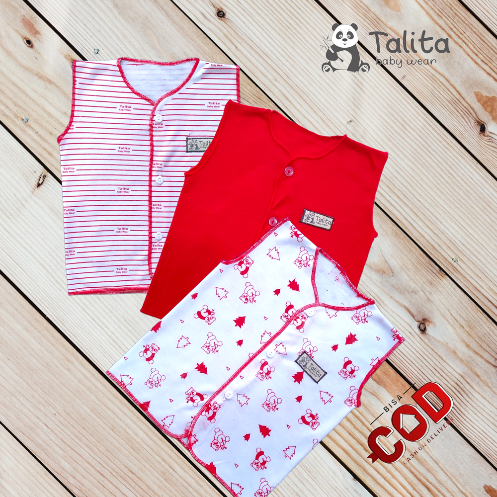 3 Pcs Baju Bayi Baru Lahir Piama Bayi Kutung Seri Newborn Coklat/Abu/Biru/Merah