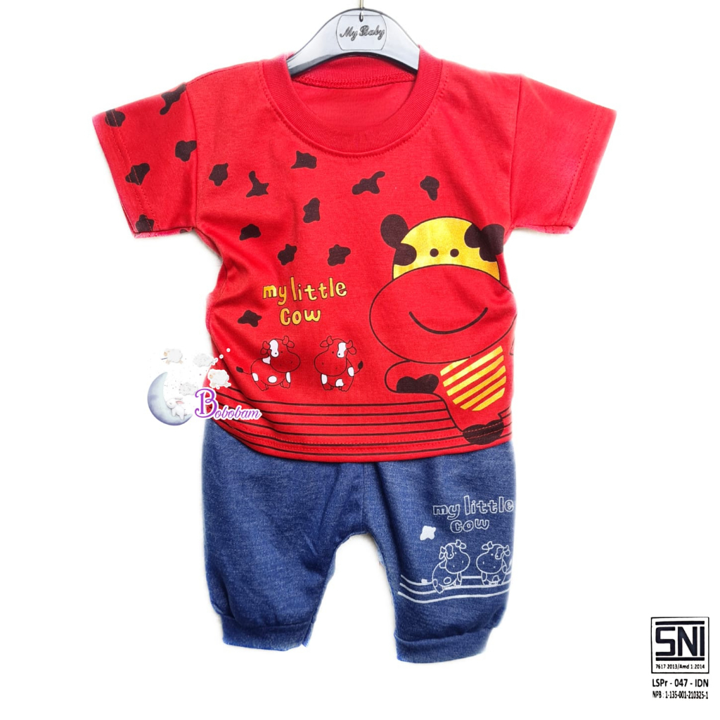 BOBOBAM BAJU BAYI LAKI LAKI SETELAN ANAK COWO LUCU STELAN COWOK 6 12 BULAN KEREN TRENDY KEKINIAN SAPI