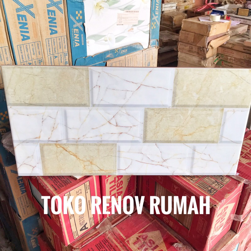 keramik dinding 30x60 bata motif marmer (glossy)/ keramik dinding bevel/ keramik bevel/ keramik moti