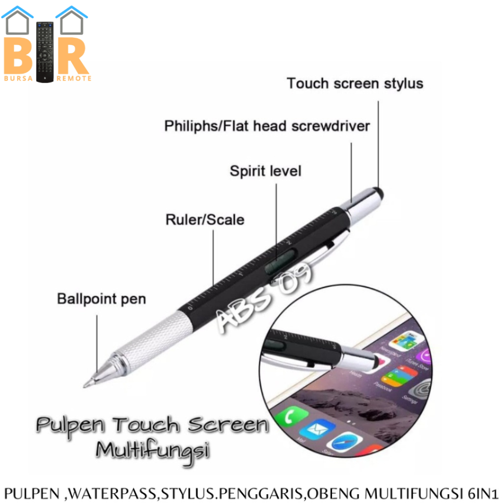 Stylus Pen 6IN1 Waterpas Sigmat Universal Lcd Touchscreen