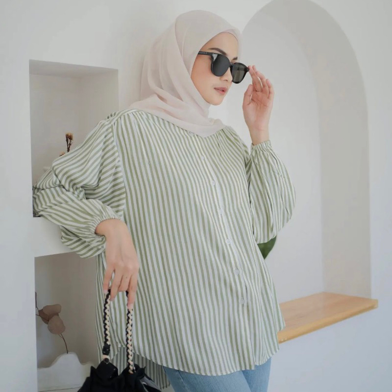 LALUNA BLOUSE | BLOUSE TERLARIS | RAYON STRIPE