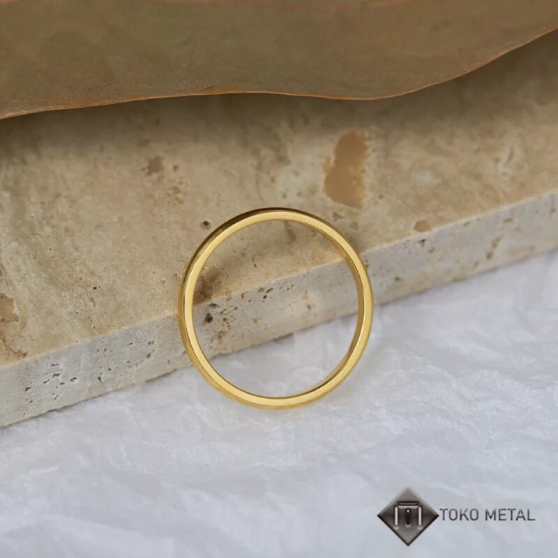 Cincin Titanium Polos / Cincin Nikah Warna Gold 3 mm [ Toko Metal ]