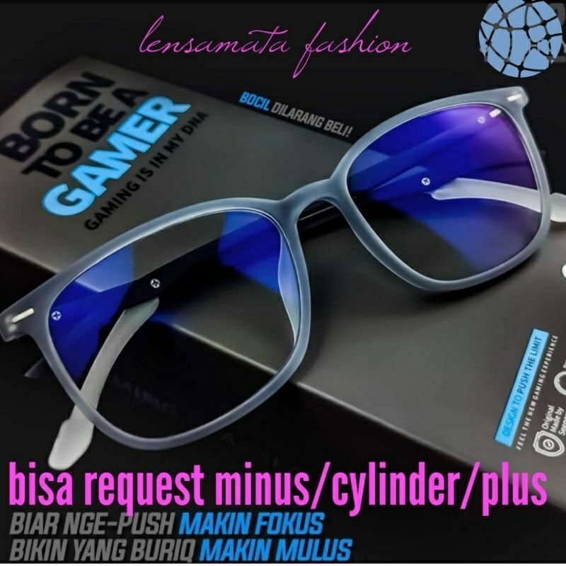 Paket Frame TR Lentur Gaming 8025 Gratis Lensa Minus Photocromik Cylinder Antiradiasi