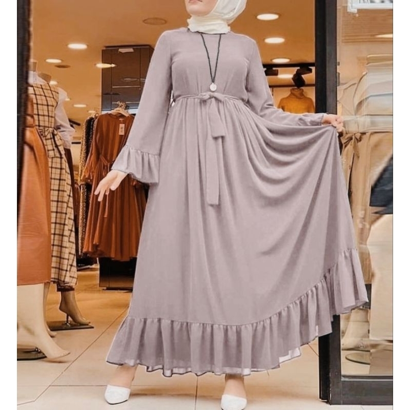 Ayura Maxy Dress/ Dress Premium Crinkle Airflow/ Gamis Polos Wanita Muslim/ Baju Kondangan/ Baju Pesta Simple Trend