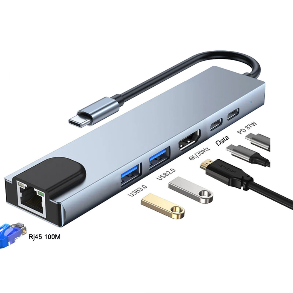 USB HUB Docking Station 5 in 1 Type C to HDMI Type C to LAN RJ45