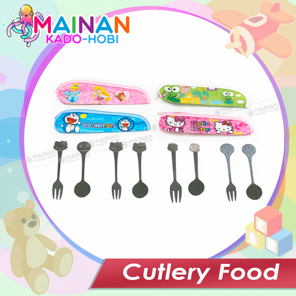 SET CUTLERY FOOD ANAK KIDS ALAT PERLENGKAPAN MAKAN SENDOK GARPU STAINLESS