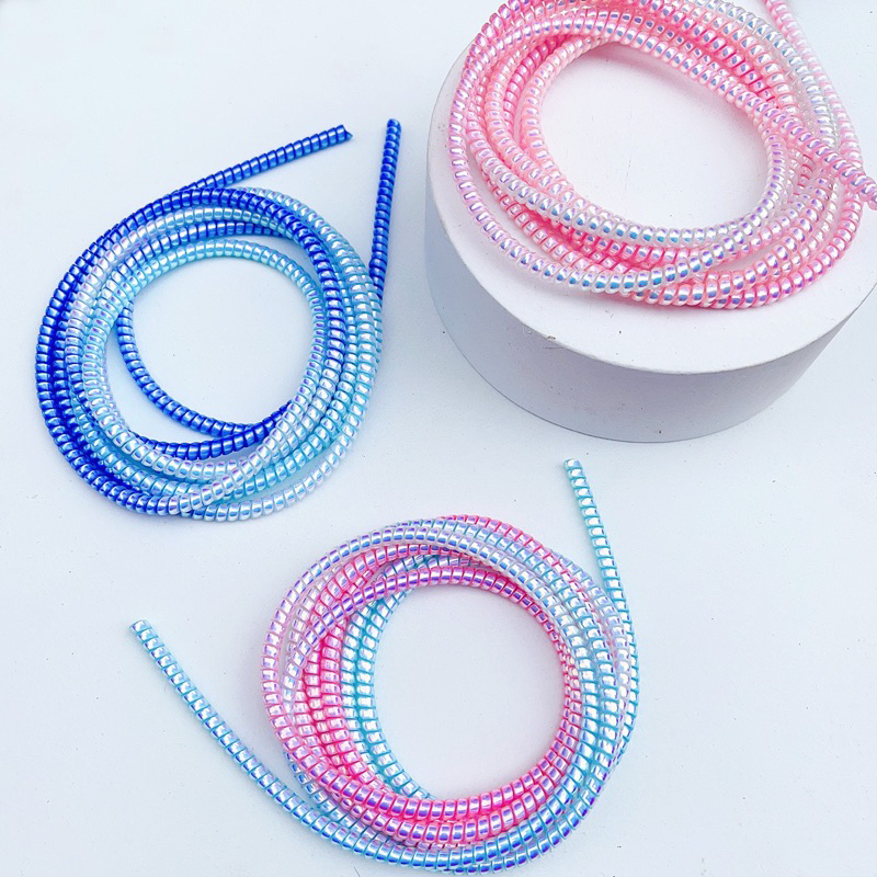 1 PCS BUAT 1 KABEL / SUPER TEBAL &amp; MEWAH / PELILIT KABEL SPIRAL WARNA PUTIH EMAS / PELINDUNG CABLE HP CHARGER UNIVERSAL / CORD PROTECTOR