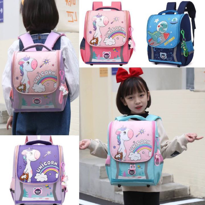 TAS ANAK RANSEL SEKOLAH UNICORN DINO ANTI AIR + GANTUNGAN KUNCI