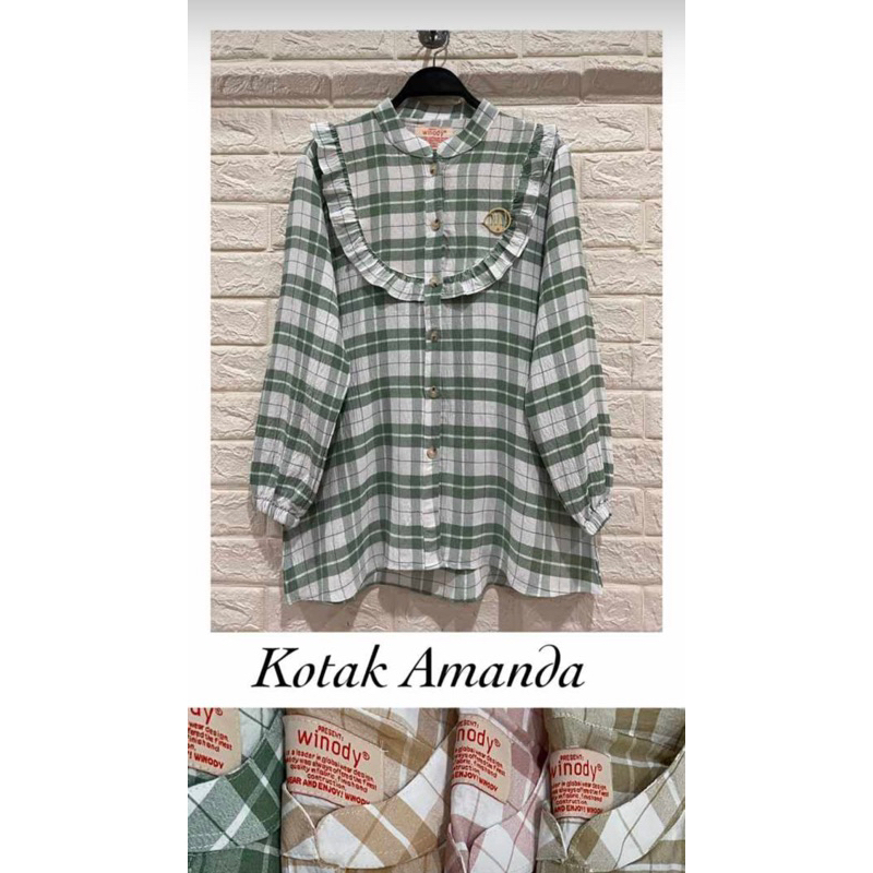 Top Kotak Amanda | Winody | Blouse | Bahan Linen Crinkle