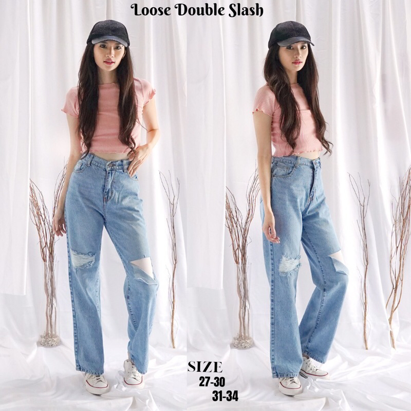 HIGHWAIST KULOT LOOSE JEANS SOBEK BEST SELLER /KULOT JEANS/ KULOT HIGHWAIST/ KULOT WANITA HIGHWAIST 