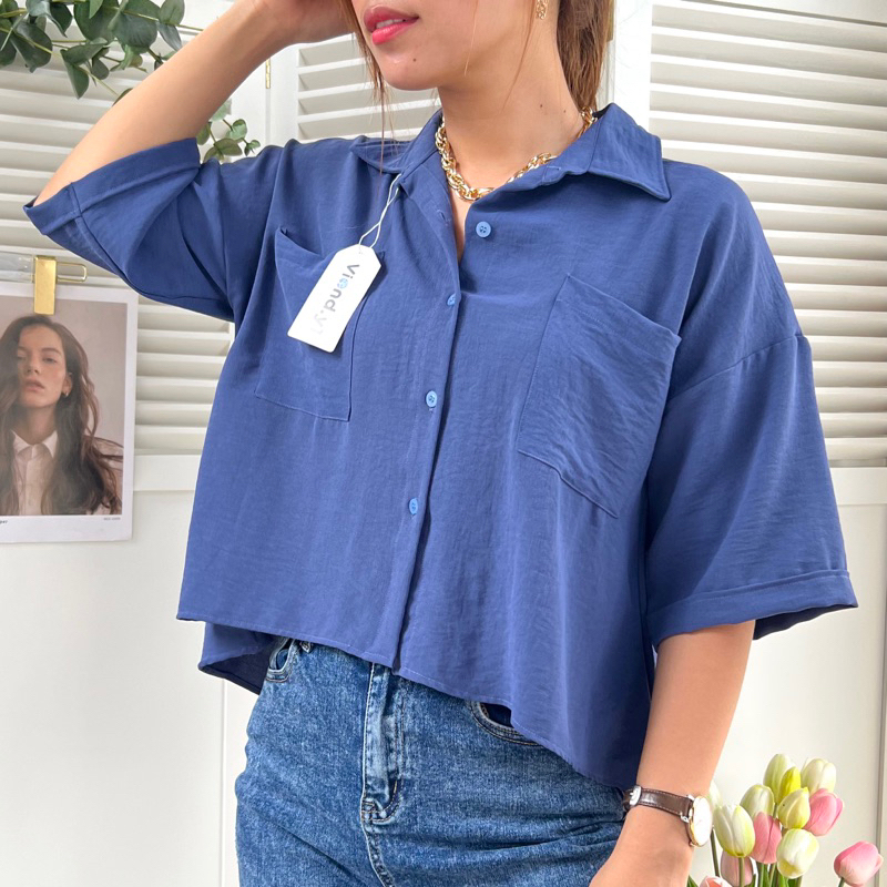 Kemeja Blouse Polos Wanita Korea Terbaru / Atasan Cewek 139