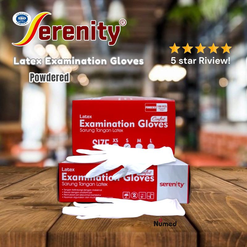 Sarung Tangan Karet Latex Medis Original Serenity / Latex Powder Examination Gloves