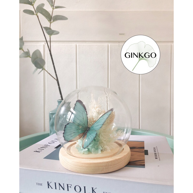 Flower Glass Dome Butterfly