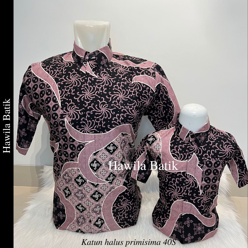 Kemeja Batik Couple Ayah Anak Pink