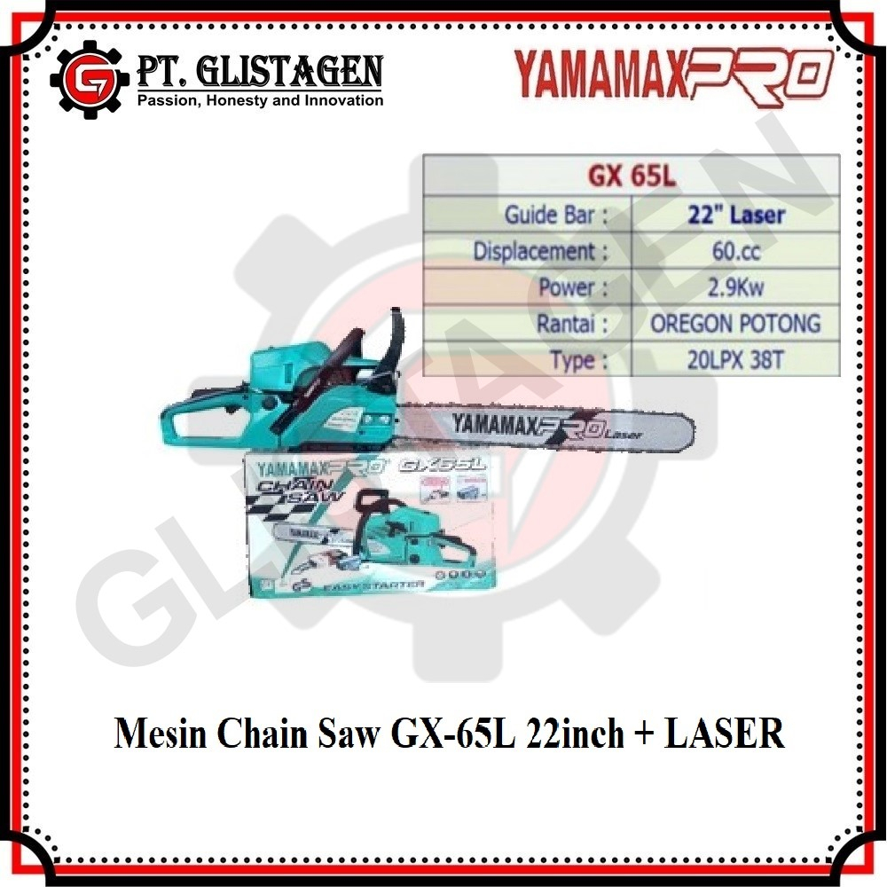 YAMAMAX PRO GX-65L Mesin Chainsaw LASER 22inch Mesin Gergaji Kayu 22in YAMAMAX GX-65L