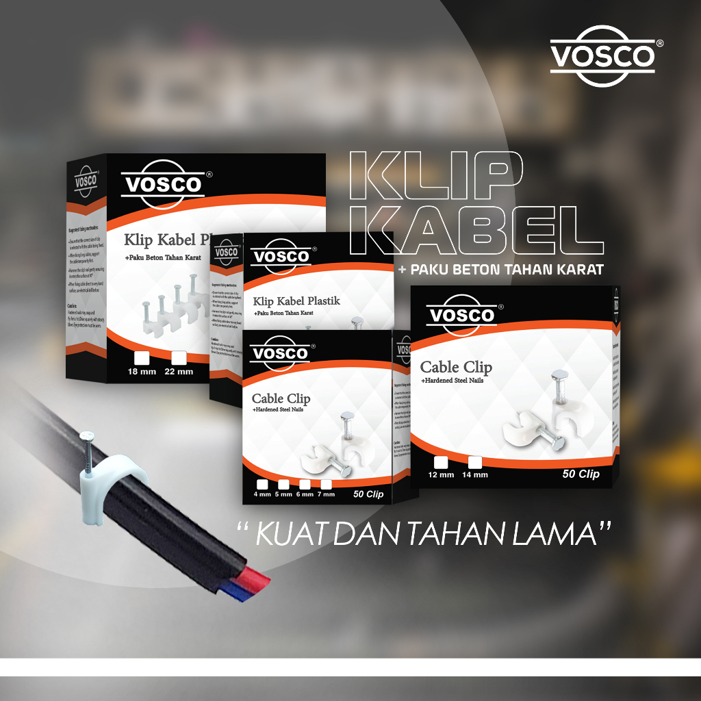 Klem Kabel 4mm-10mm Paku Beton Asli Klem ORISINIL PAKU BETON Vosco Kuat Dan Tahan Karat isi 50pcs / kotak sekilo muat 20 kotak