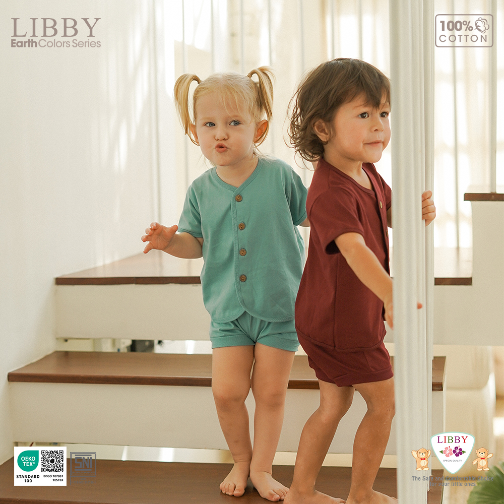 LIBBY Stelan Pendek Comfy Set Earth Color | Combination Size 0-3|3-6|6-12 Bulan (1 stel/pack)