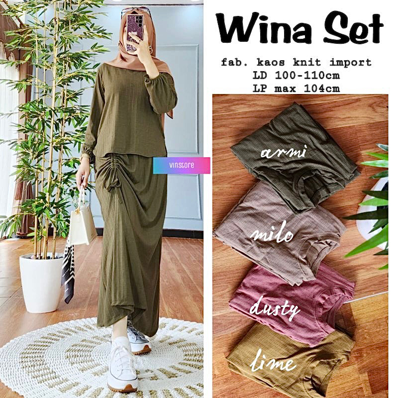 Wina Set - Set Rok Kaos Knit Rajut Setelan Wanita Rok Serut / 536-7184