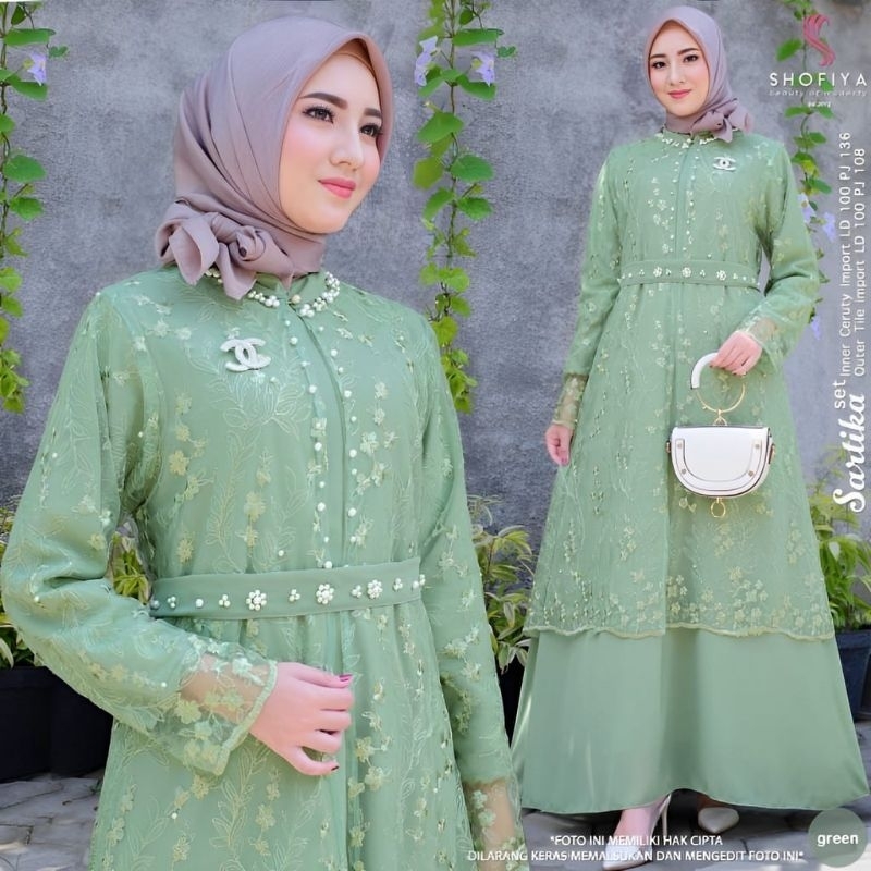 Sartika Dress Aulia 2 in 1 Brokat Premium Dress Brukat Kondangan Dress Tile Dress Kondangan Dress Ko