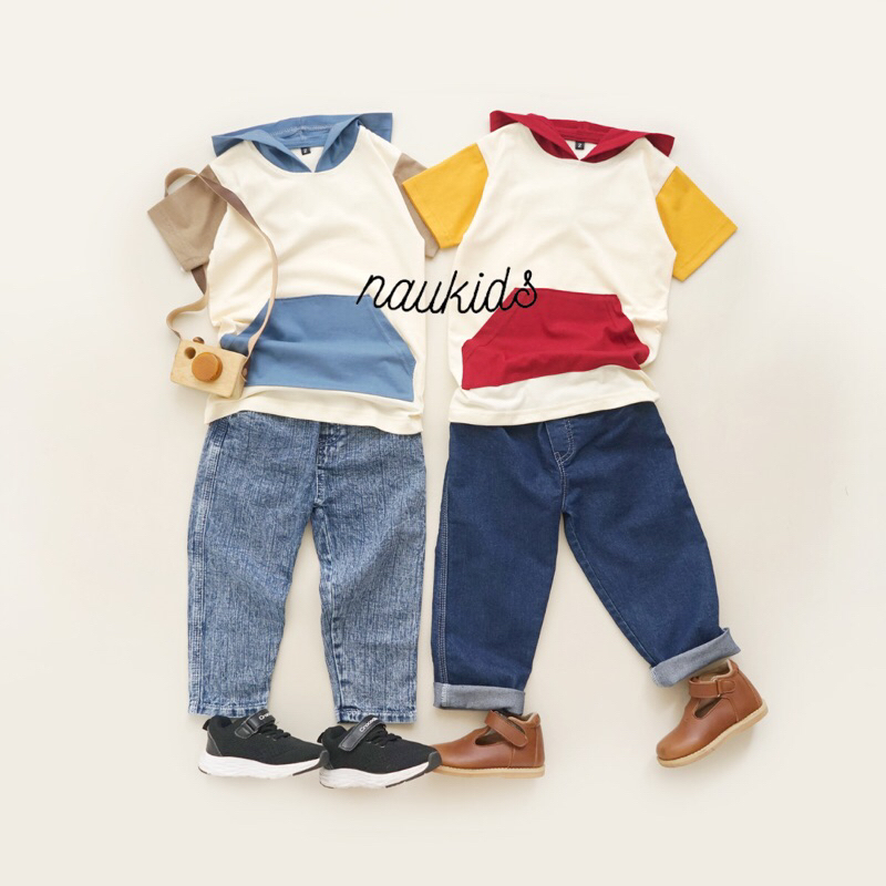 Snoopy Colorblock Hoodie Pocket | Setelan Anak Unisex 1-10 tahun