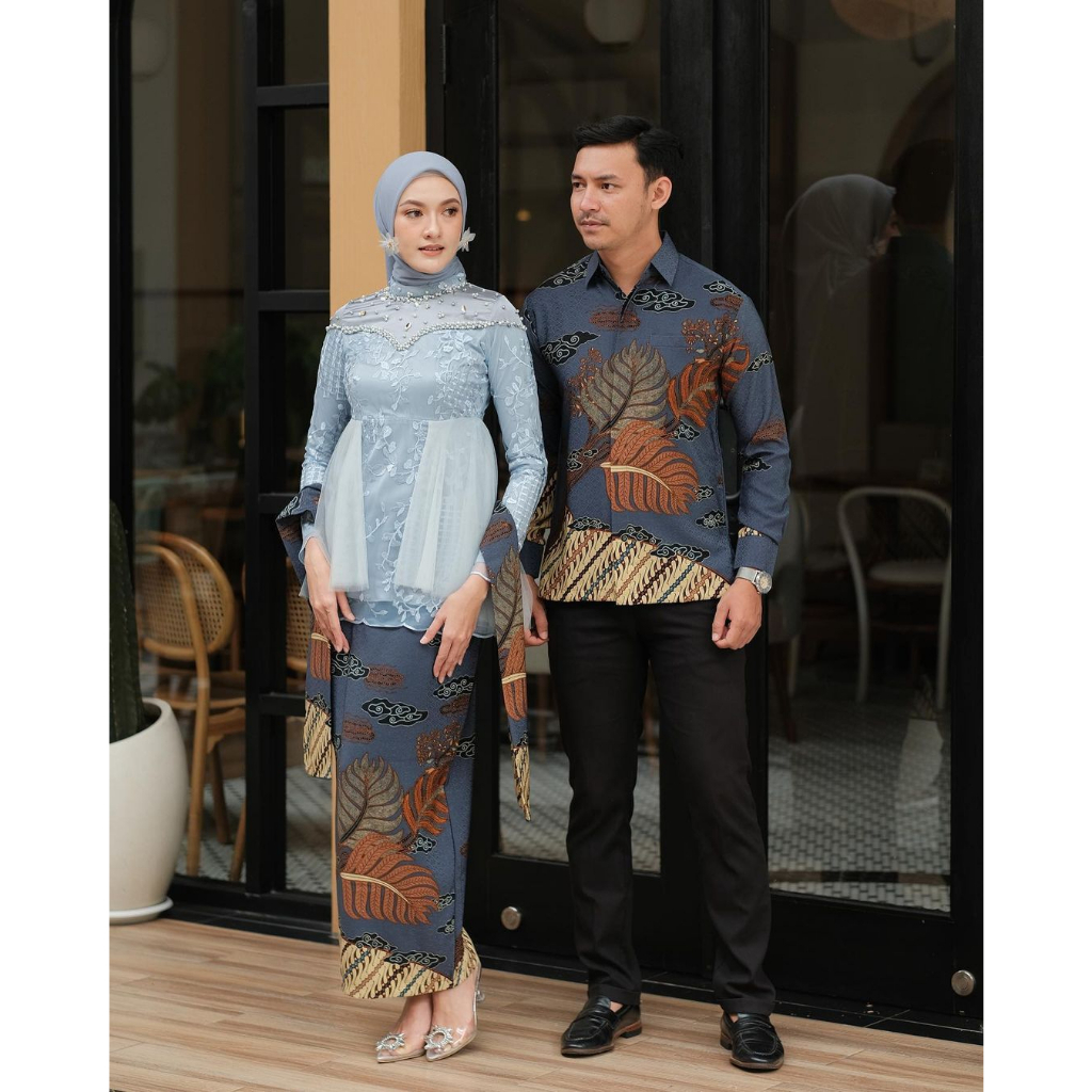 Kebaya Ameera Couple Wisuda Modern Baju Couple KondanganTunangan Lamaran Set Batik Brukat Terbaru