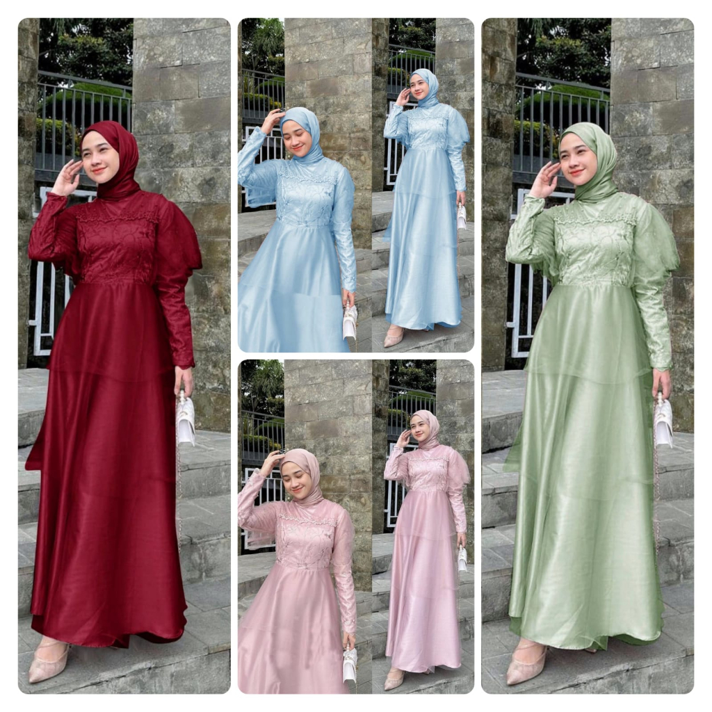 MAXY HAFIZA FASHION PAKAIAN WANITA DRESS GAMIS MAXI GAUN BAHAN VELVET KOMBI BRUKAT MR