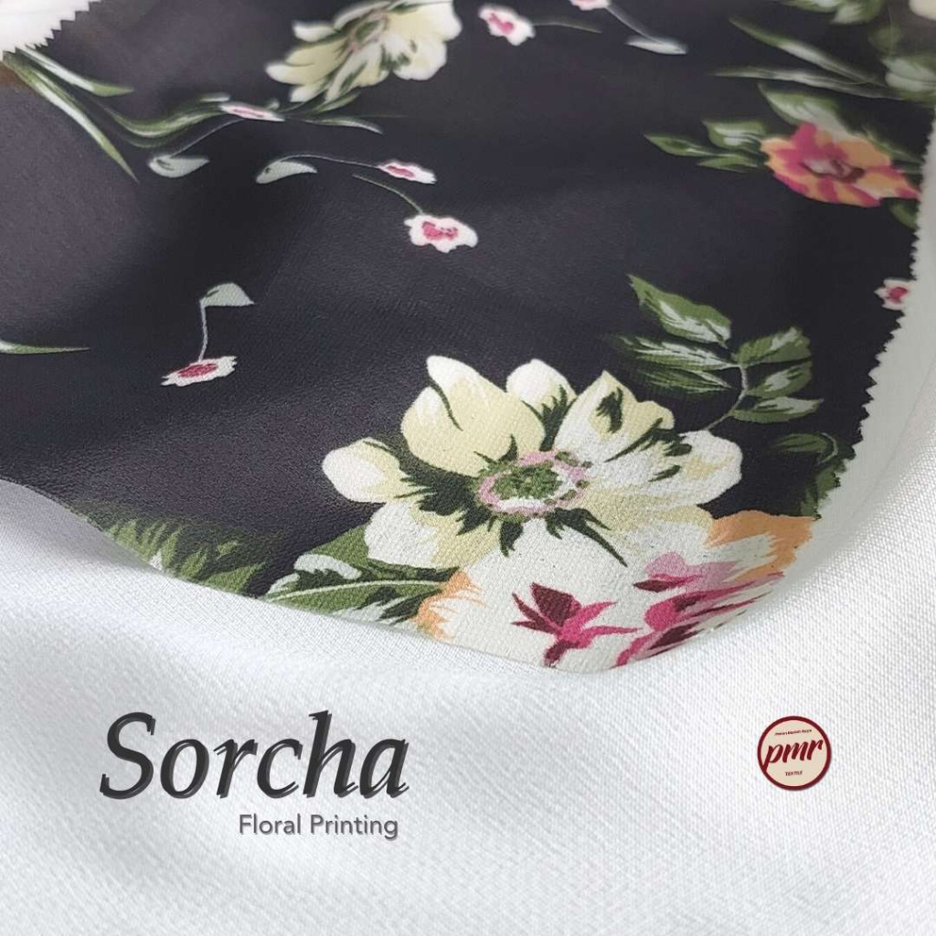 Kain Polyester Motif Bunga " Alira" Kain Untuk Hijab dan Gamis Kain Kualitas Premium Harga Bersahaba