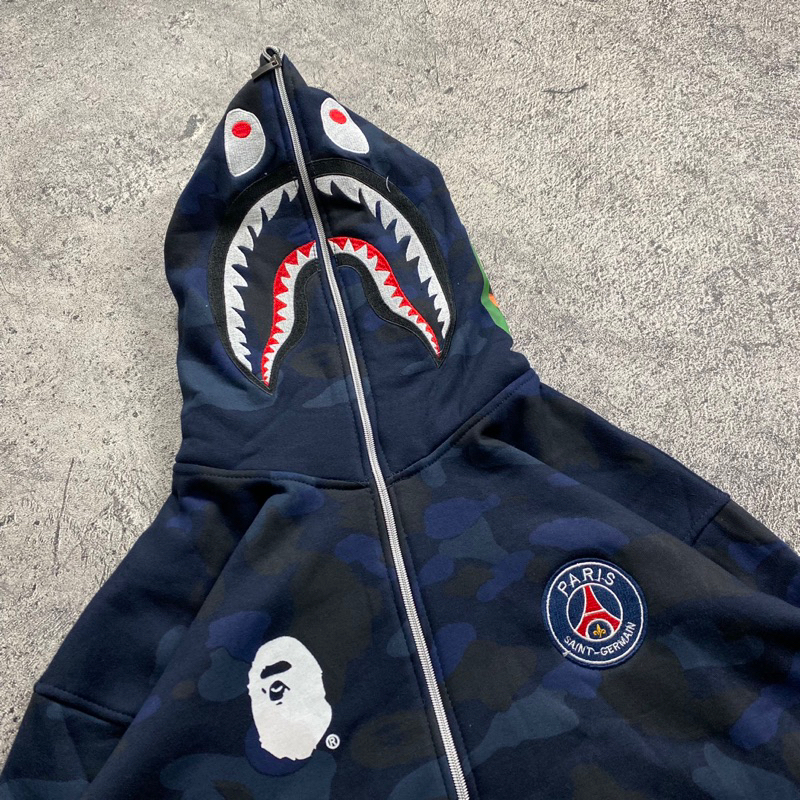 SWEATER HOODIE ZIPPER BAPE X PSG CAMO FULLTAG &amp; LEBEL PREMIUM