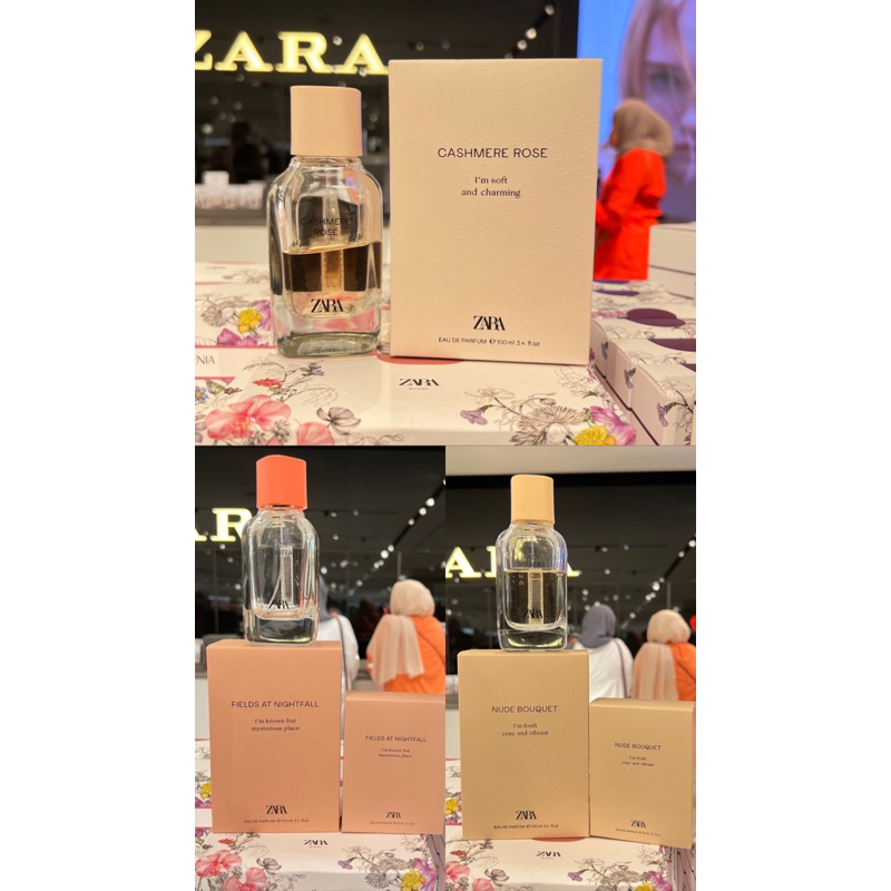 ZARA WOMAN PARFUM NUDE BOUQUET , FIELD , CASHMERE ROSE EDP